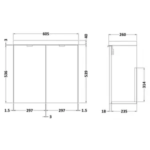 Fusion 600mm Wall Mount Vanity Unit Gloss White