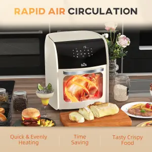 HOMCOM 12L Air Fryer Oven with 8 Preset Modes Rapid Air Circulation Cream