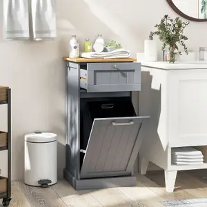 Costway Freestanding Laundry Cabinet 30L Tilt Out Laundry Hamper W/ Drawer & Basket