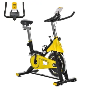 HOMCOM Exercise Bike w/ 6kg Flywheel Belt Drive, Adjustable Resistance