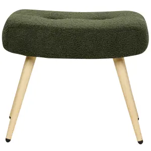 Wingback Chair VEJLE with Footstool Boucle Dark Green