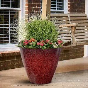 Set of 2  Glazed Effect 30Cm Savannah Planters - Cherry Red