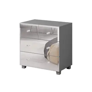 Elegant Grey Bellagio Chest of Drawers W720mm H750mm D450mm - Mirrored Fronts, Ample Storage