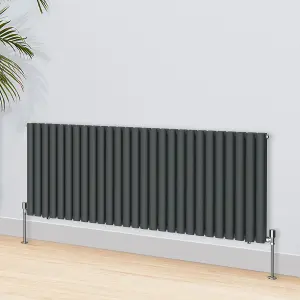 Right Radiators 600x1593mm Horizontal Double Oval Column Designer Radiator Anthracite