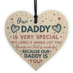 Red Ocean Daddy Gifts From Daughter Wooden Heart Fathers Day Gift From Son Dad Birthday Gift Keepsake