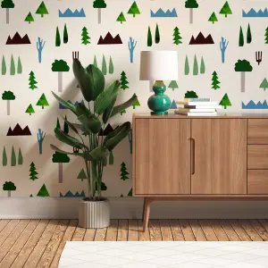 Lick White, Blue & Green Trees 01 Textured Wallpaper Sample