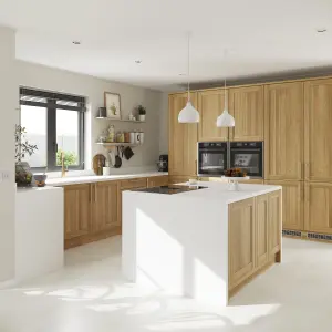 GoodHome 38mm Berberis Satin White Laminate & particle board Square edge Kitchen Worktop, (L)3000mm