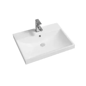 5409 Ceramic 60cm x 45cm Thick-Edge Inset Basin with Scooped Full Bowl