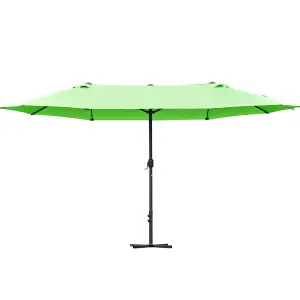 Outsunny Sun Umbrella Canopy Double-side Crank Shade Shelter 4.6M Green