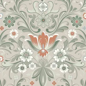 Galerie Sommarang 2 Beige/Green Ostanskar Floral Wallpaper Roll