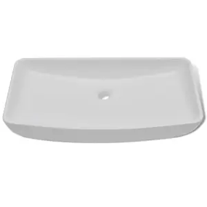 Berkfield Bathroom Basin with Mixer Tap Ceramic Rectangular White