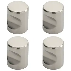 4x Cylindrical Cupboard Door Knob 20mm Diameter Polished Stainless Steel Handle