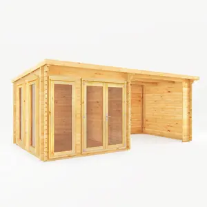 Mercia 20ft x 10ft Studio Pent Log Cabin With Patio Area (28mm)