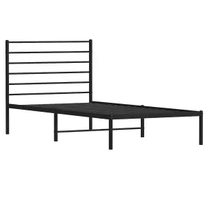 Berkfield Metal Bed Frame with Headboard Black 100x190 cm