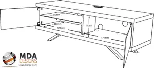 MDA Designs TUCANA 1200 HYBRID BLACK WALNUT Beam Thru Remote-Friendly up to 60" Flat Screen TV Cabinet