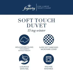 Fogarty Soft Touch 15 Tog Winter Duvet, Size: Double, White