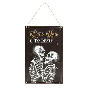 Something Different Love You To Death Hanging Sign Black/White/Gold (One Size)