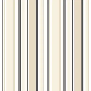 Galerie Simply Stripes 3 Black Tan Step Stripe Smooth Wallpaper