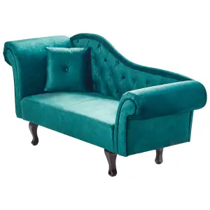 Left Hand Velvet Chaise Lounge Green LATTES II