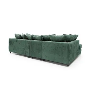 Harriet Crushed Chenille Large Left Facing Corner Sofa in Rifle Green