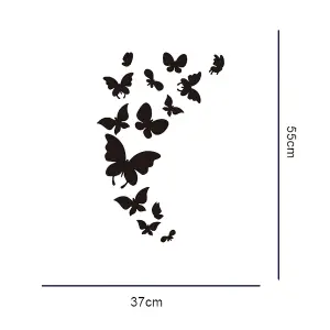 Walplus 3D Black Butterflies and Butterflies Mirror Sticker