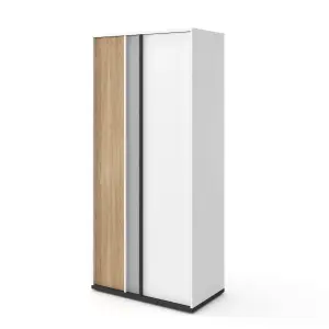 Modern Imola Hinged Door Wardrobe with Hanging Rail and Shelve in White Matt - Spacious and Stylish (H)1980mm (W)900mm (D)500mm