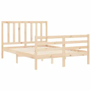 Berkfield Bed Frame with Headboard Small Double Solid Wood