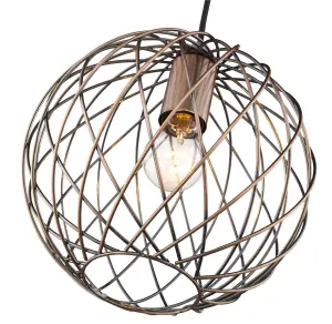 Luminosa Spring Wire Ceiling Pendant Antique Copper, E27