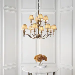 Luminosa Stanford 12 Light Multi Arm Chandelier Antique Brass Finish, E14