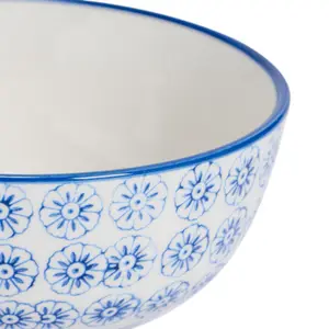 Nicola Spring - Hand-Printed Rice Bowls - 12cm - Navy - Pack of 6