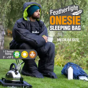 Wearable Sleeping Bag Black Adults Small/Medium Featherlite