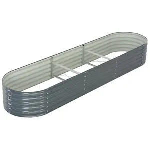 Berkfield Garden Raised Bed 320x80x44 cm Galvanised Steel Grey