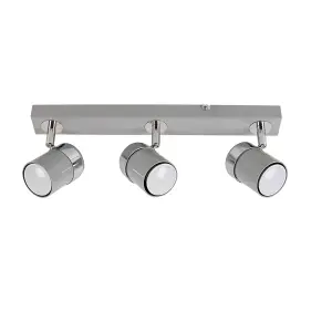 ValueLights Rosie Grey Ceiling Bar Spotlight and GU10 Spotlight LED 5W Cool White 6500K Bulbs