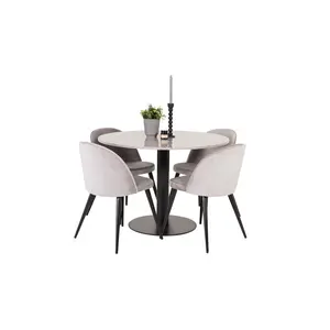 Withernsea Dining Set with 4 Chairs White / White