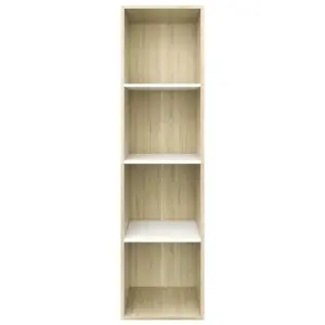 Berkfield Book Cabinet/TV Cabinet White and Sonoma Oak 36x30x114 cm Engineered Wood