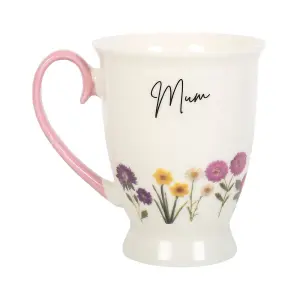 Something Different Mum Wild Flowers Pedestal Mug White/Pale Pink (One Size)