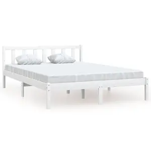 vidaXL Bed Frame White Solid Pinewood 160x200 cm