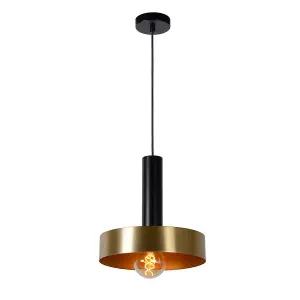 Lucide Giada Retro Pendant Light 30cm - 1xE27 - Matt Gold, Brass