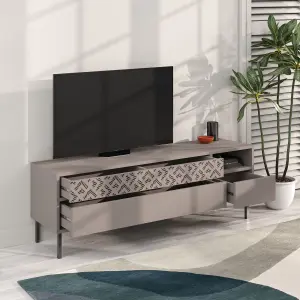 Decortie Heaton Modern Multimedia Unit with Storage TV Cabinet 60" Mocha Grey 145cm