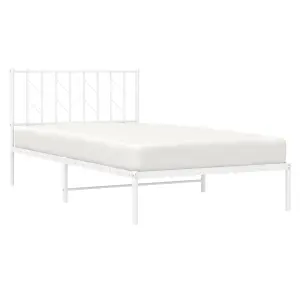 Berkfield Metal Bed Frame without Mattress with Headboard White 107x203cm