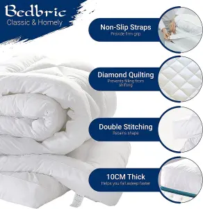 Bedbric White Quilted Microfiber Mattress Topper All Sizes