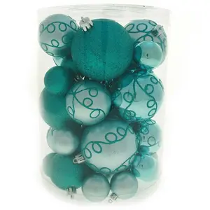 50 Piece Shatterproof Deluxe Christmas Tree Ball Ornament Set Turquoise