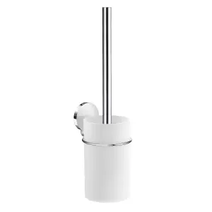 BESLAGSBODEN - Toilet Brush, Self-adhesive, Chrome/White container