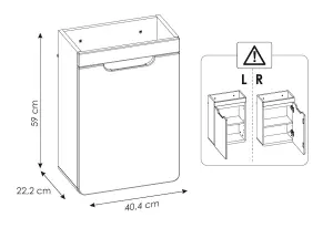 400 Vanity Unit Bathroom Cloakroom Slim 40cm Sink Wall Small Cabinet White Gloss Oak Arub