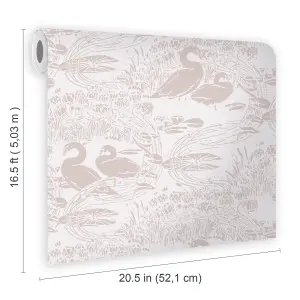 Laura Ashley Swans Grey Animal Smooth Wallpaper Sample