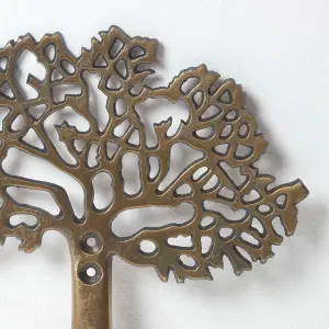 Homescapes Gold Tree of Life Wall Mounted Coat Hook