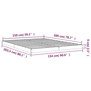 Bed Frame Solid Wood Gray / 150 x 200cm