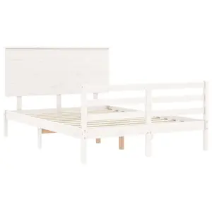 Berkfield Bed Frame with Headboard White 140x200 cm Solid Wood