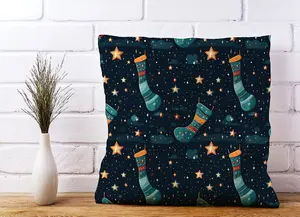 Christmas Stocking In A Starry Night Sky Cushions 60cm x 60cm