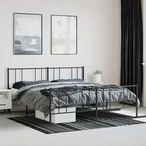 Berkfield Metal Bed Frame with Headboard and Footboard Black 200x200 cm